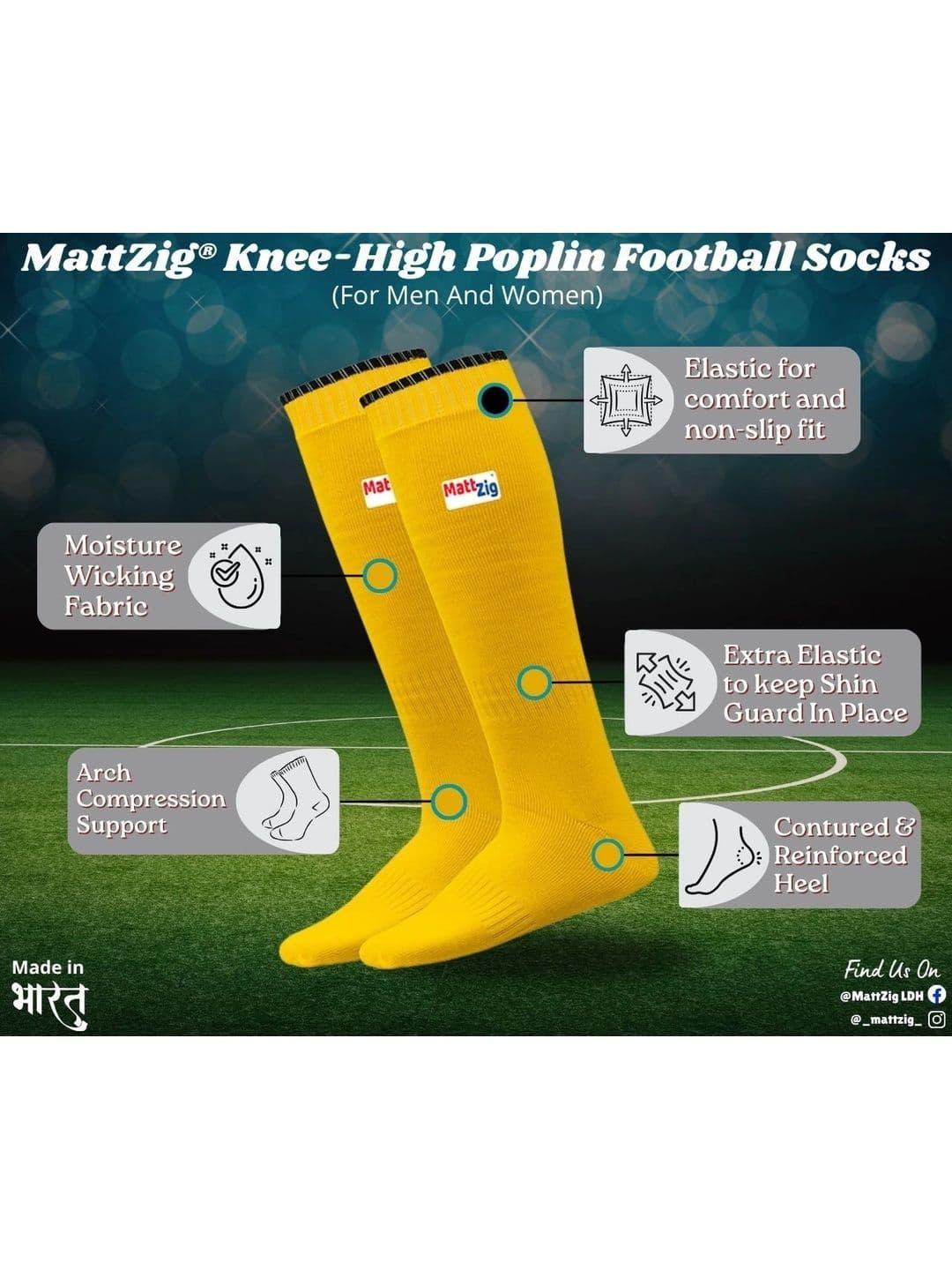 MattZig Men Cotton Blend Knee Length Socks thumbnail 4