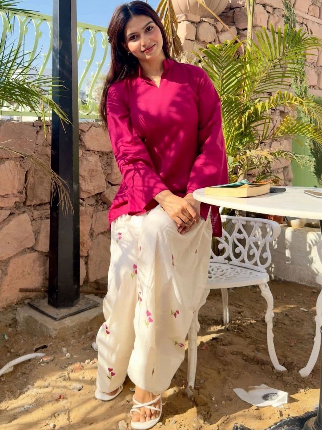 TWINS LADY Women Floral Regular Chanderi Cotton Kurta with Patiala thumbnail 4