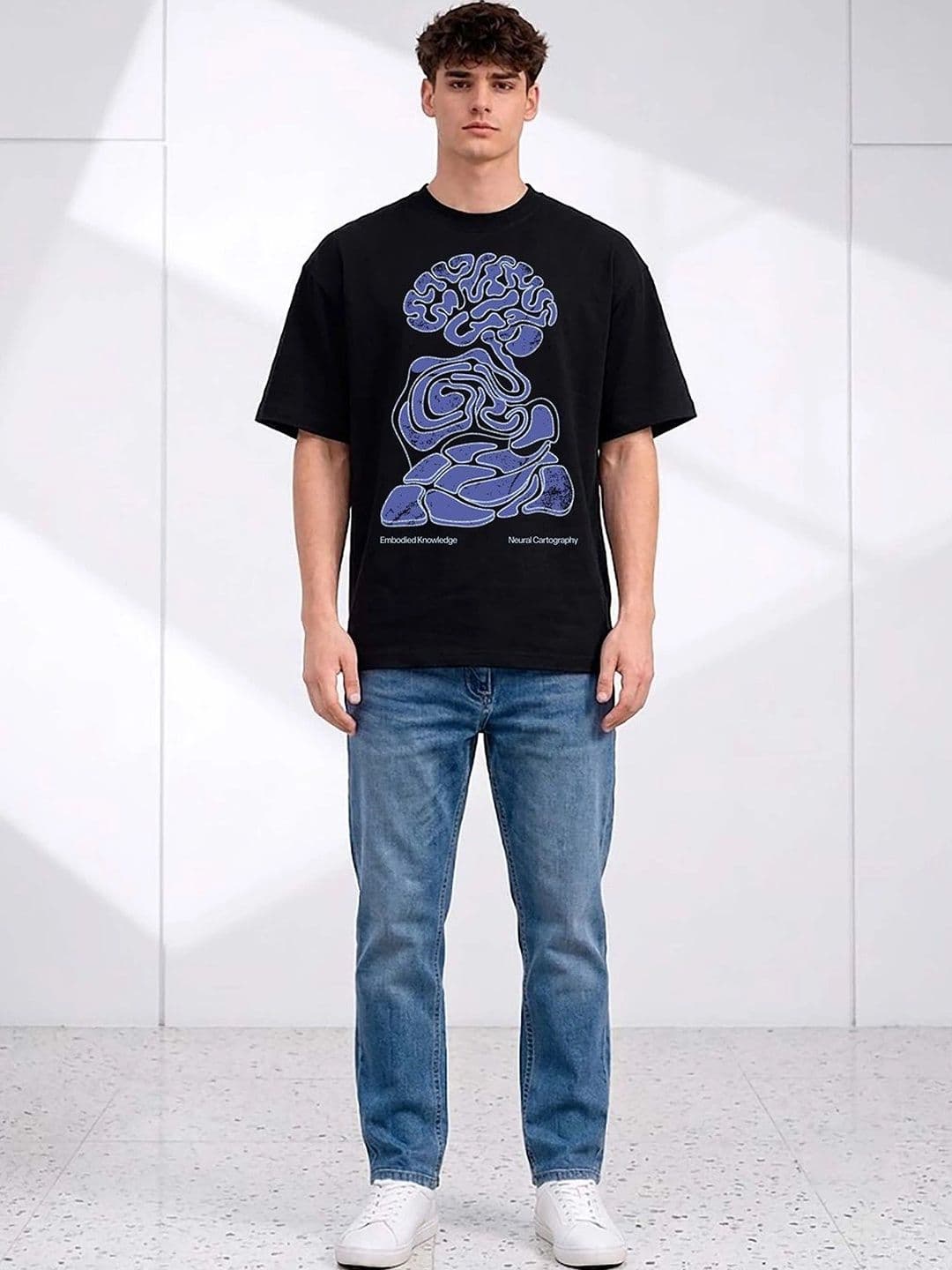 Mast & Harbour Men Printed Drop-Shoulder Sleeves T-shirt thumbnail 2