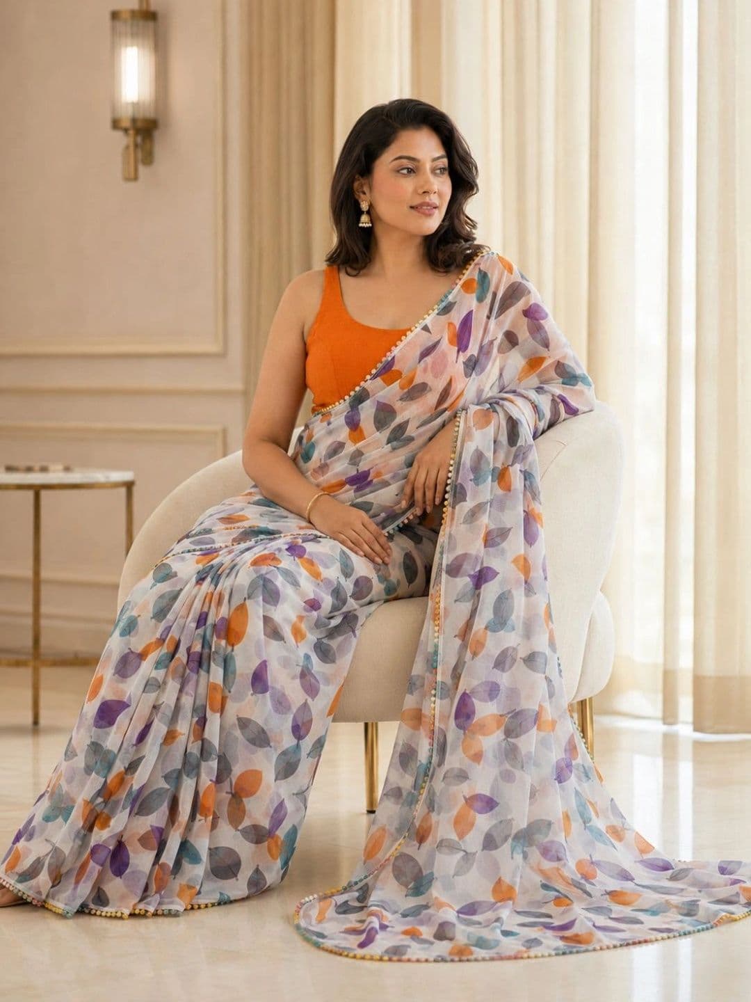 IKSHARA Pure Chiffon Saree - view 1