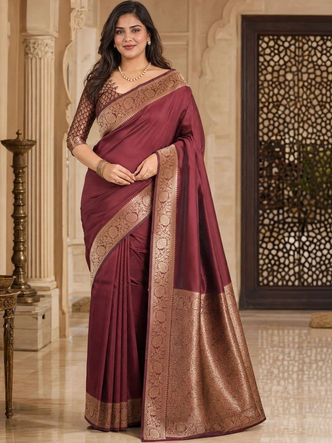 IKSHARA Woven Design Zari Art Silk Banarasi Saree thumbnail 4