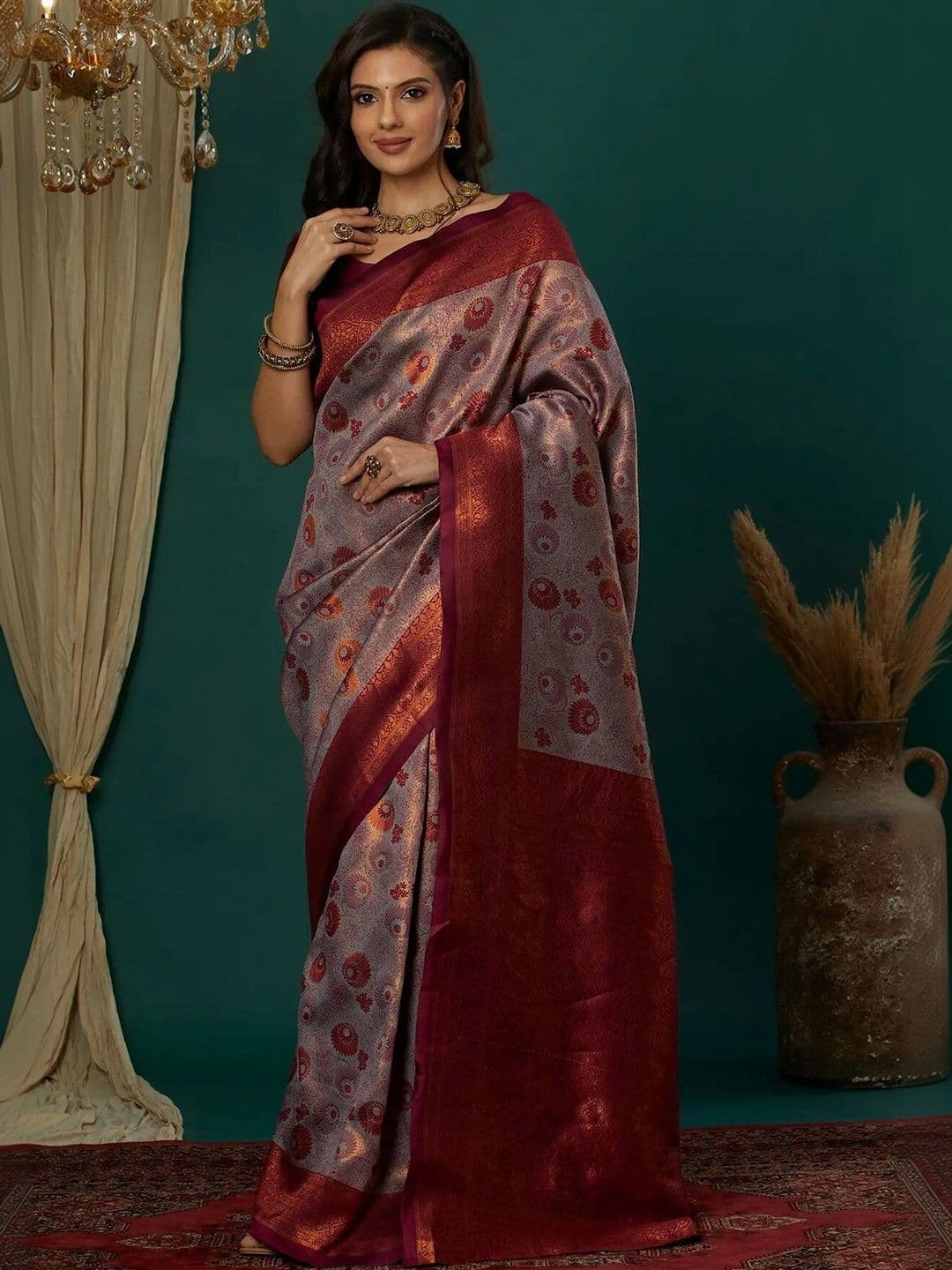 VS MALL Woven Design Zari Banarasi Saree thumbnail 3