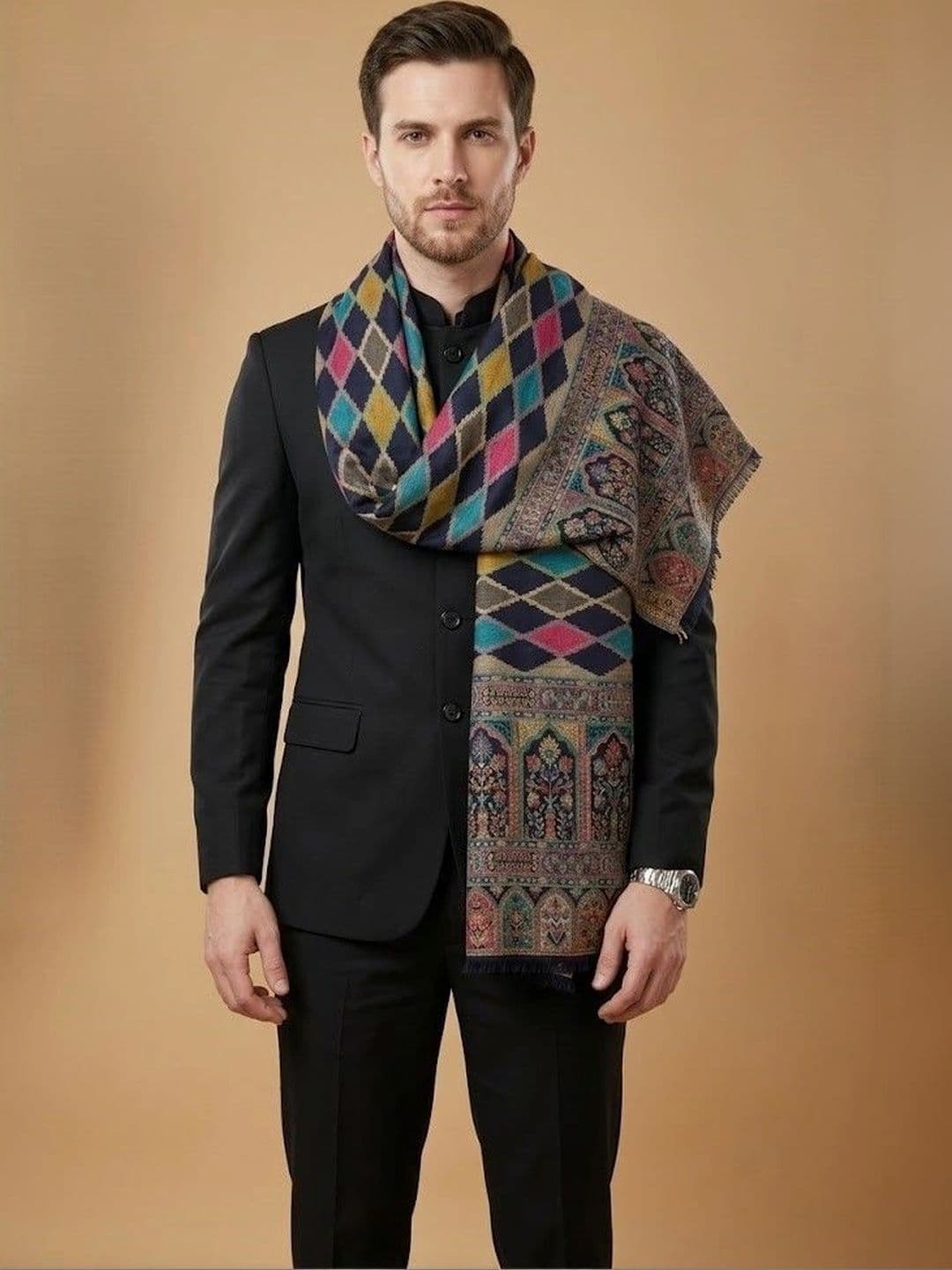 MUFFLY Men Woven Design Stole - view 1
