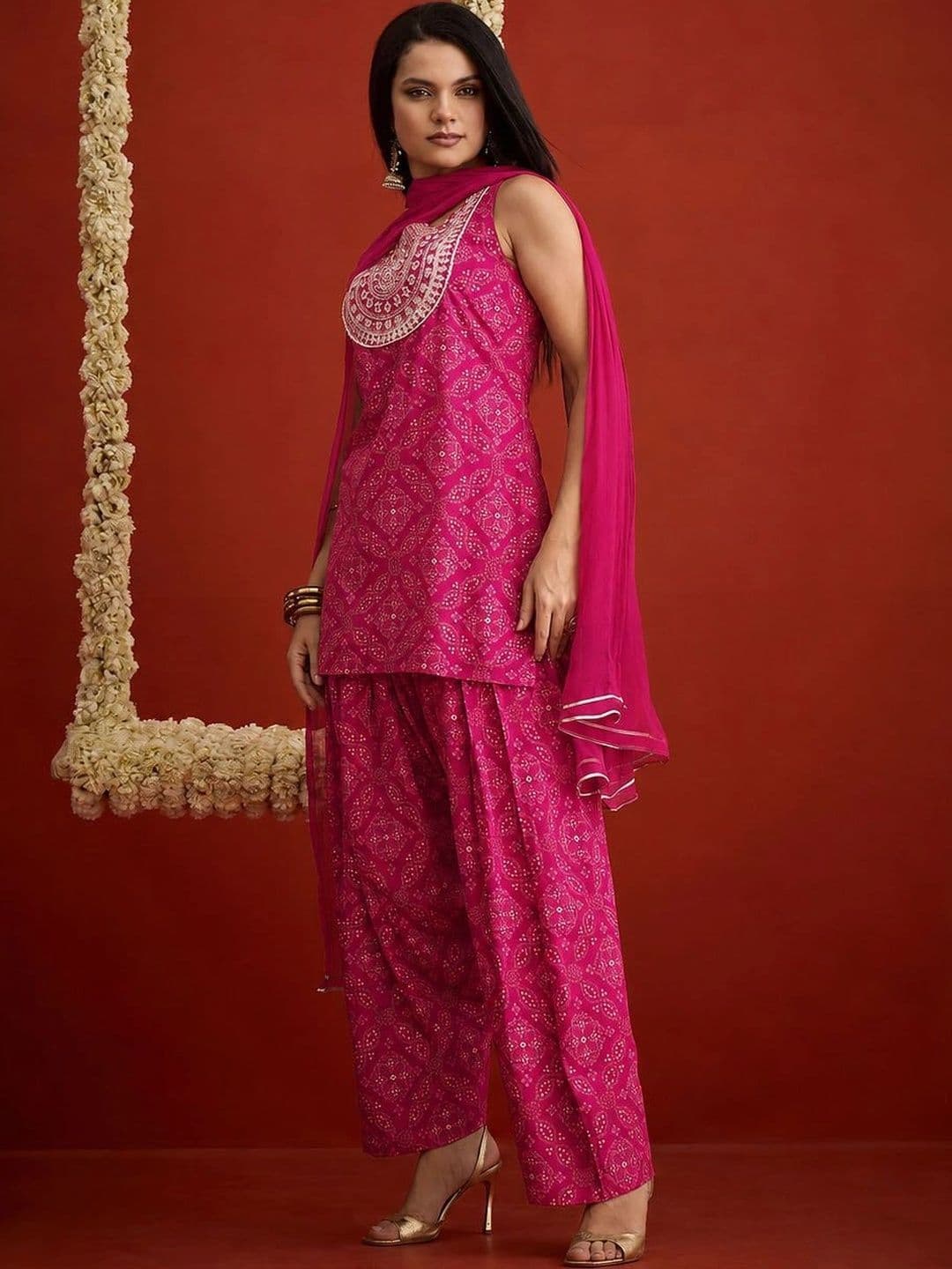 Stylum Women Ethnic Motifs Printed Regular Thread Work Kurta with Patiala & With Dupatta - view 1