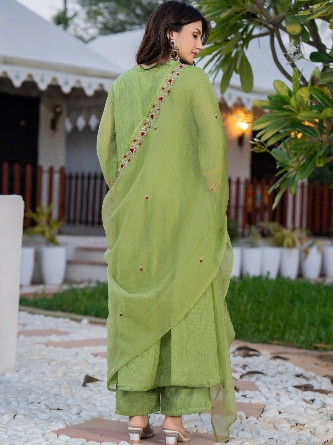 all about you Women Ethnic Motifs Embroidered Regular Kurta with Trousers & With Dupatta thumbnail 2