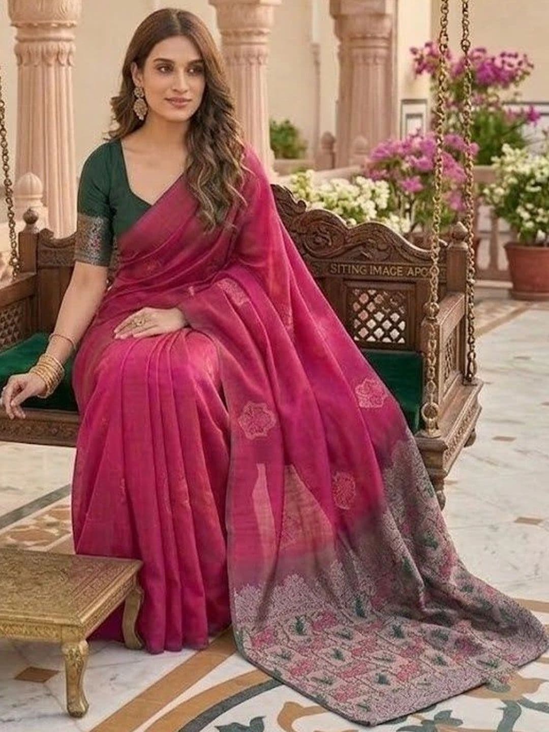 AAVEE Woven Design Zari Art Silk Banarasi Saree thumbnail 3