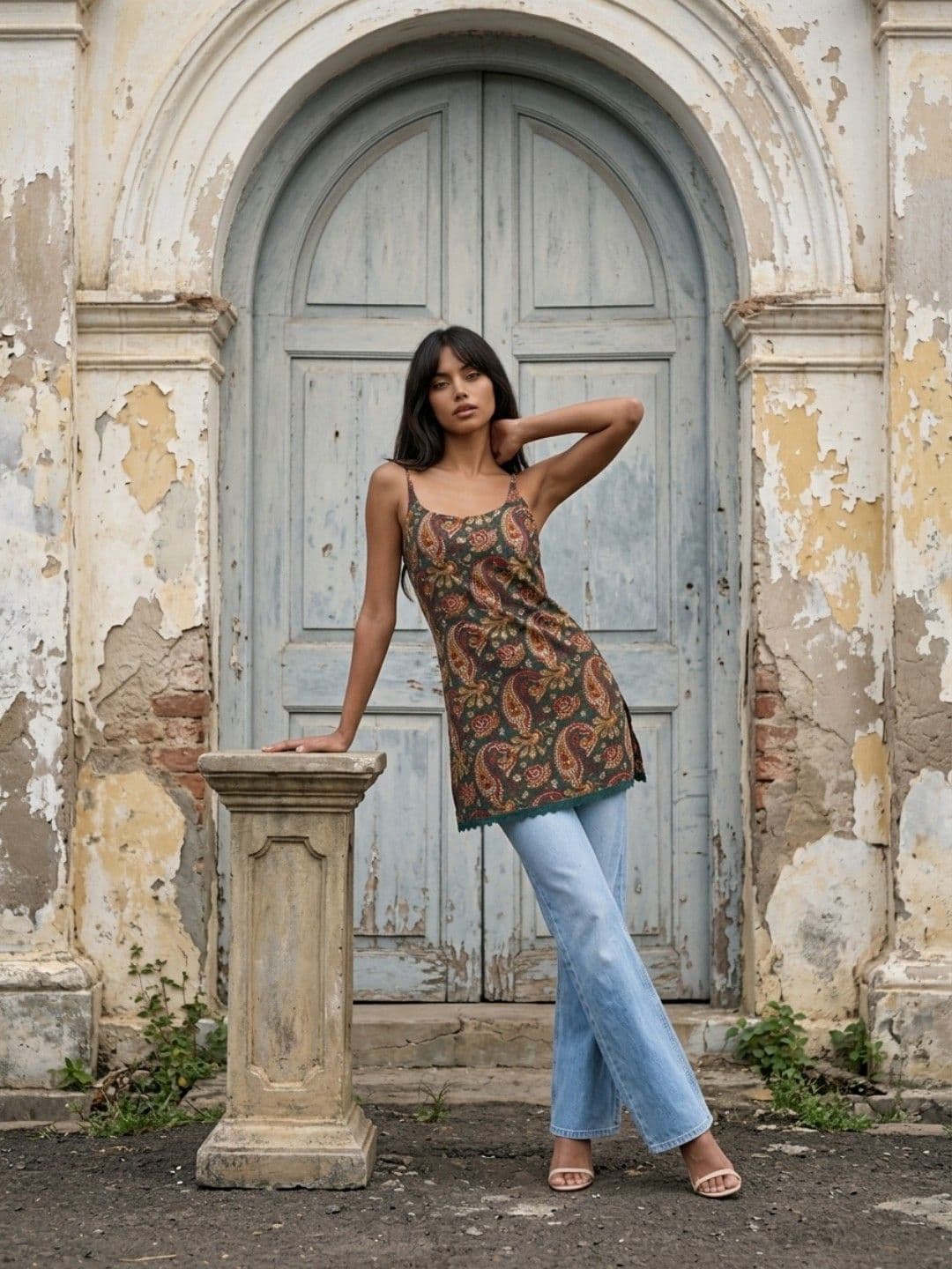 fusion by glitchez Paisley Printed Pure Cotton Kurti thumbnail 3