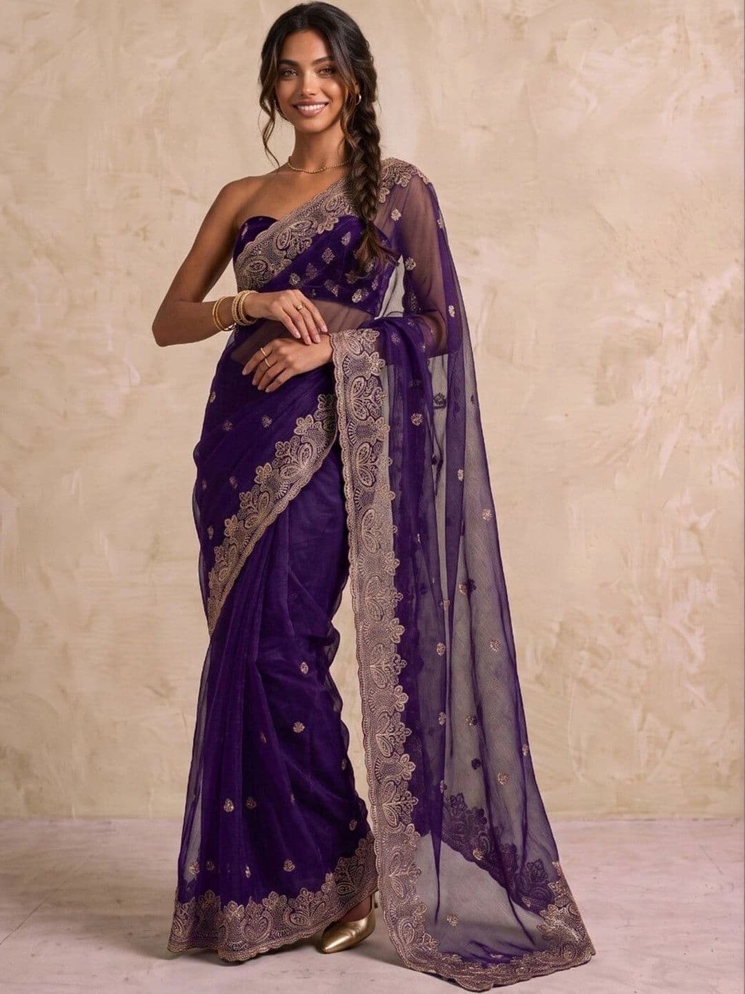 SAARA Embellished Embroidered Saree thumbnail 3