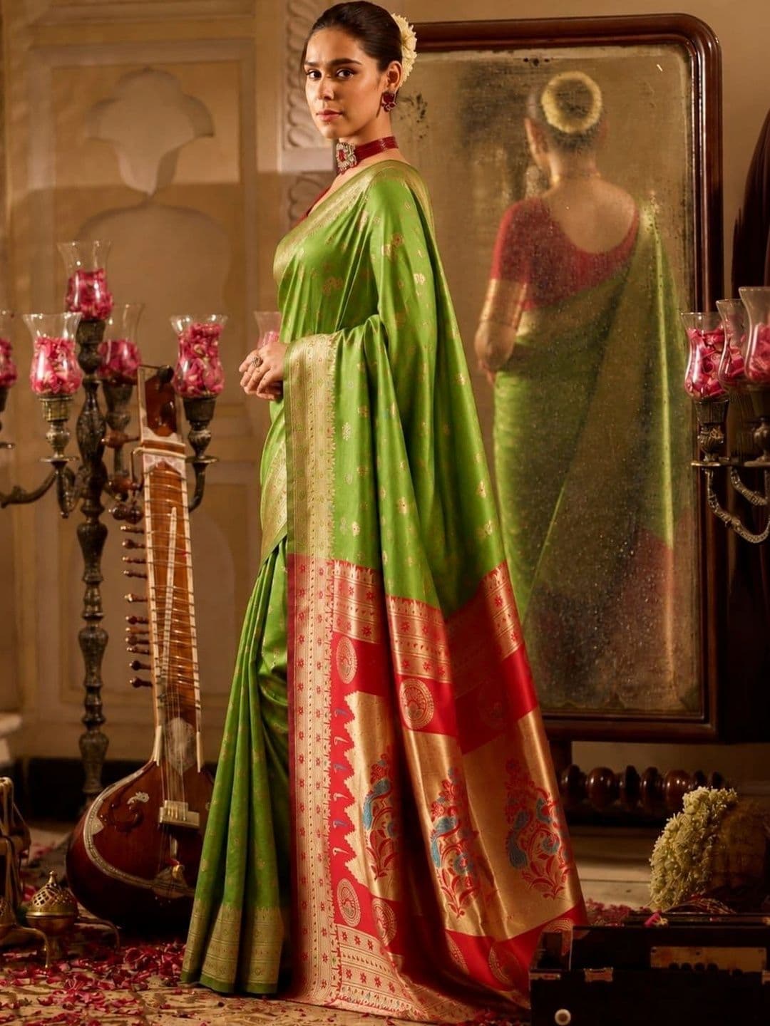 Veera Collection Paisley Zari Art Silk Designer Banarasi Saree thumbnail 4