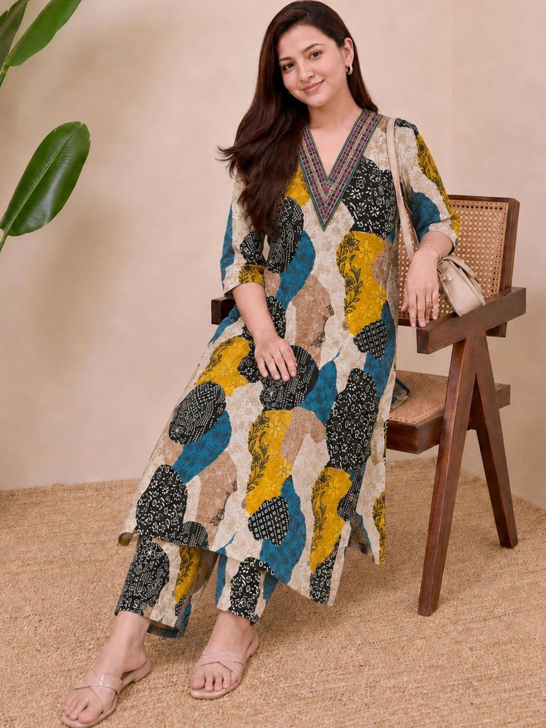 SZN Women Printed Regular Kurta with Trousers thumbnail 4