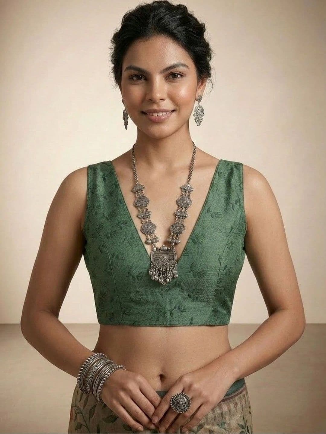 Anouk Kalamkari Silk Blend Saree thumbnail 2