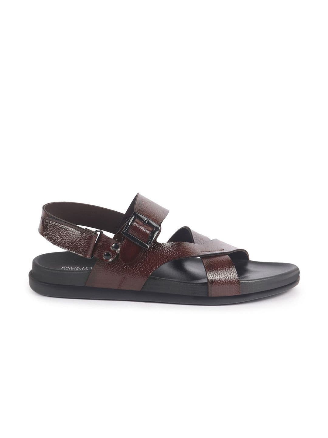 FAUSTO Men PU Comfort Open Toe Criss Cross Slip On Sandals thumbnail 6