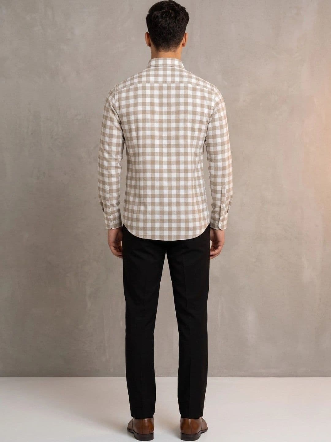 Studio-9 Men Classic Slim Fit Gingham Checks Checked Casual Shirt thumbnail 4