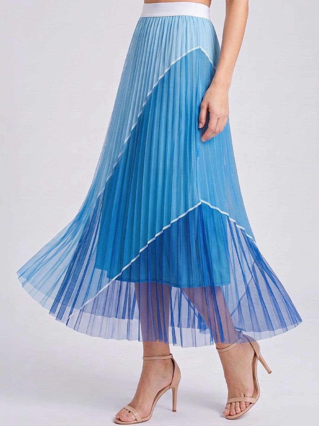 Suo Women Colourblocked Maxi Flared Skirt thumbnail 6