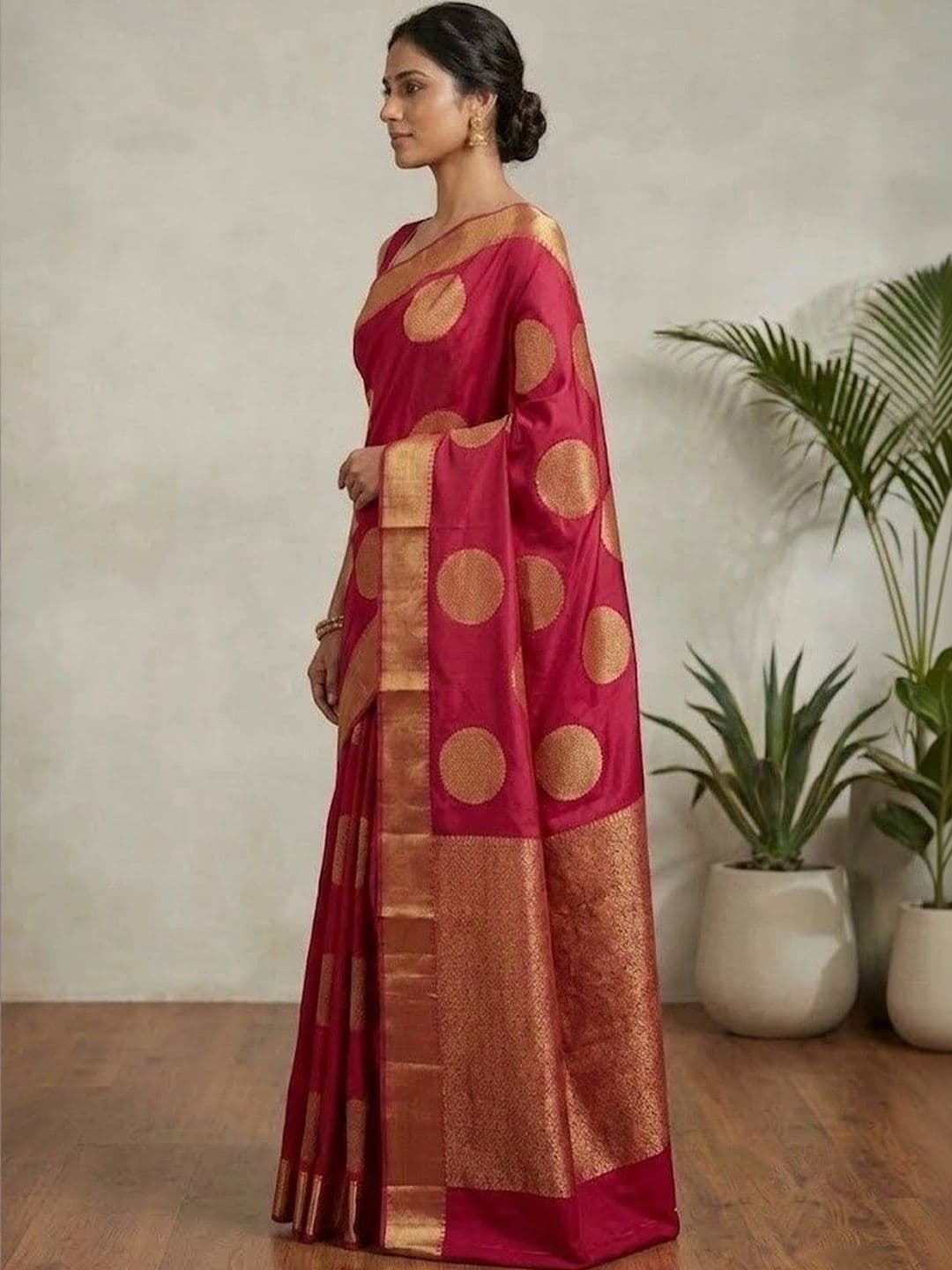 ADR CHIKANKARI Woven Design Zari Art Silk Banarasi Saree thumbnail 3