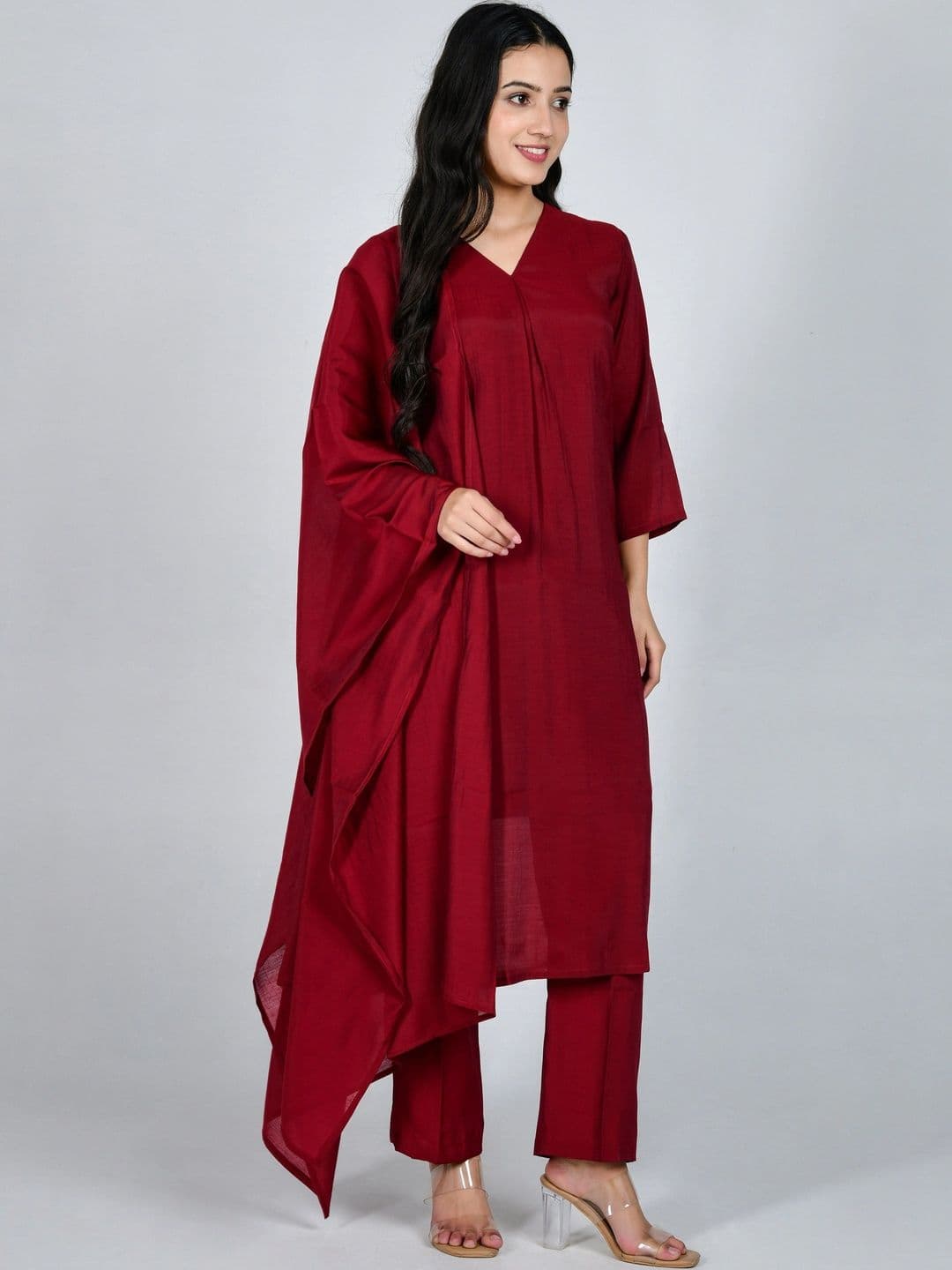 YOJINI Women Regular Kurta with Trousers & With Dupatta thumbnail 6
