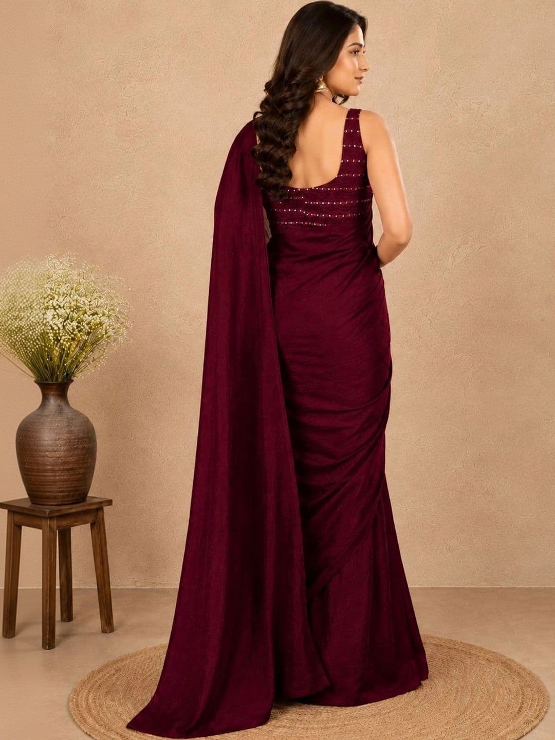 VRAGI Sequinned Saree thumbnail 6