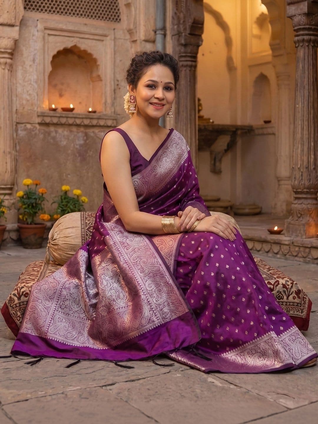 ABC ANY BUDY CLEAN Woven Design Zari Art Silk Banarasi Saree thumbnail 2