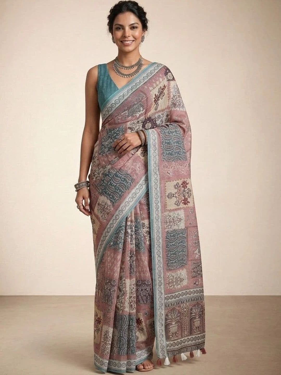 Anouk Pure Linen Ikat Saree - view 1