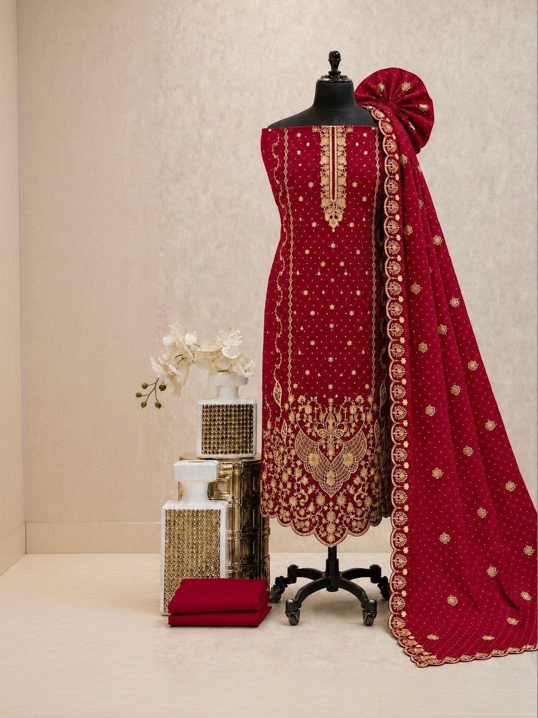 BHAIRAV TEX Embroidered Unstitched Dress Material thumbnail 4