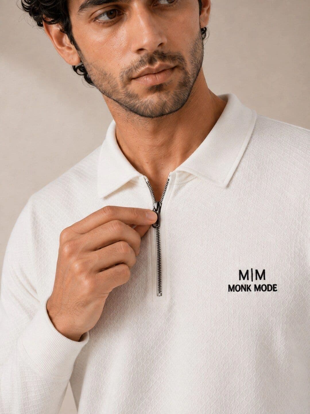 Monk Mode Men Brand Logo Polo Collar T-shirt thumbnail 2