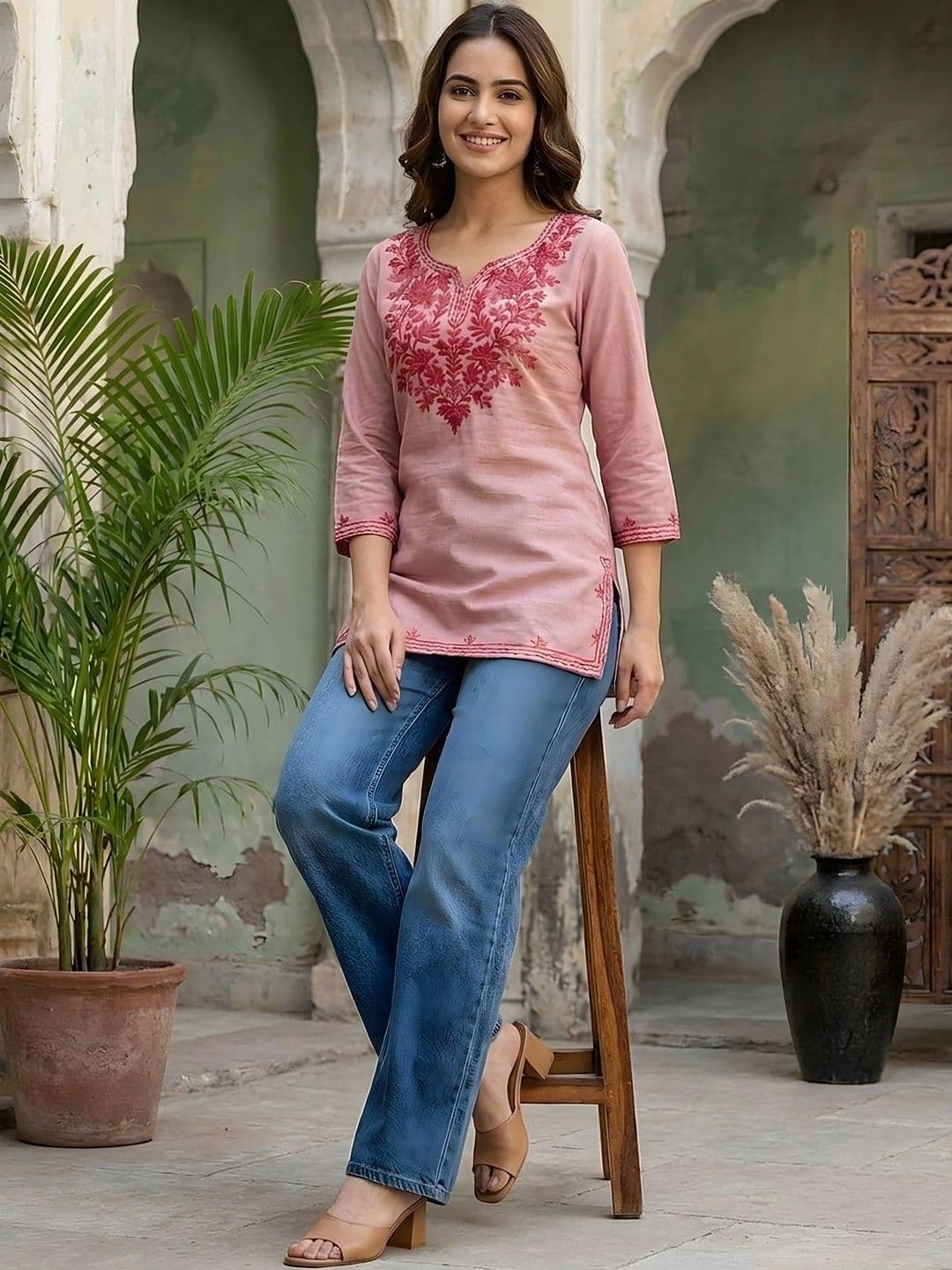 all about you Women Ethnic Motifs Embroidered Thread Work Kurta thumbnail 3