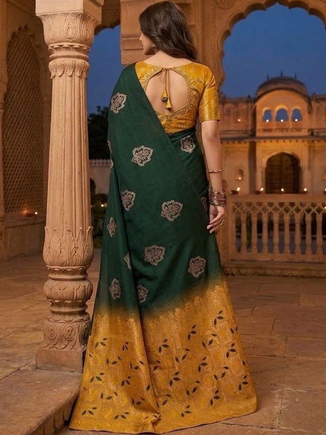 clotheva Woven Design Zari Art Silk Banarasi Saree thumbnail 3