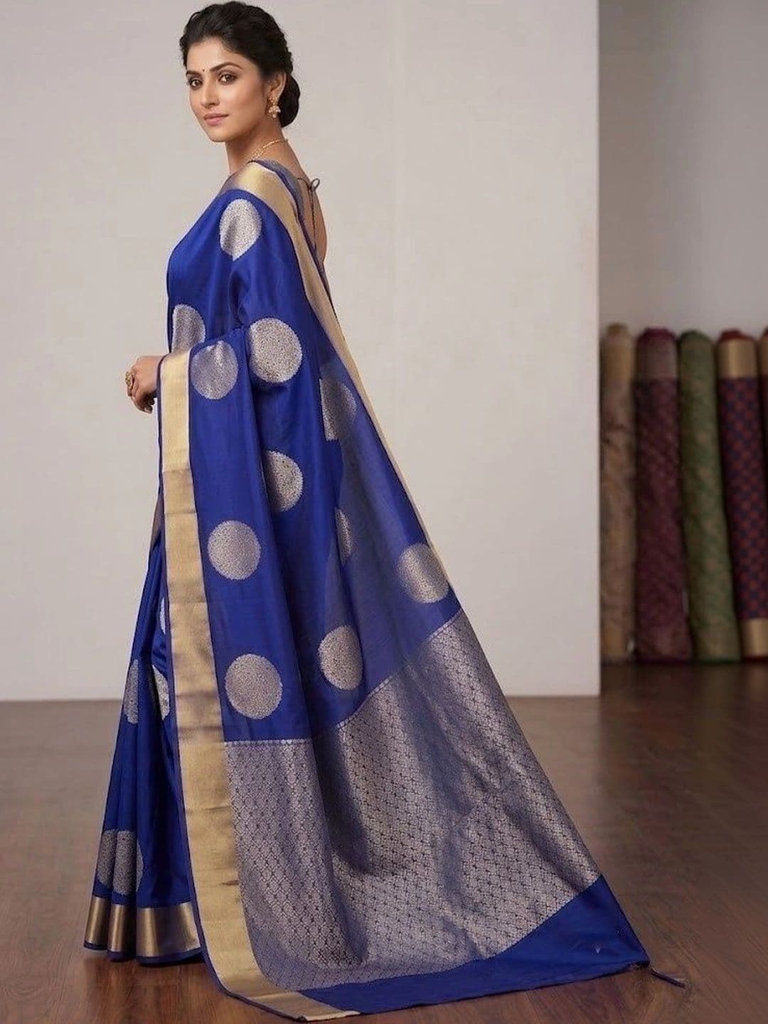 clotheva Woven Design Zari Art Silk Banarasi Saree thumbnail 2