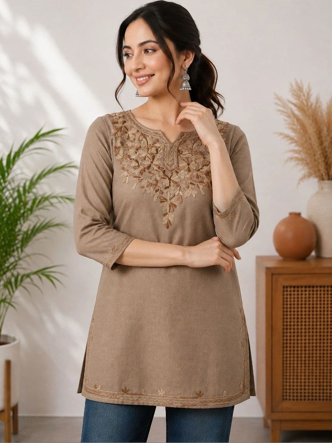 KALINI Ethnic Motifs Embroidered Thread Work Thread Work Kurti - view 1