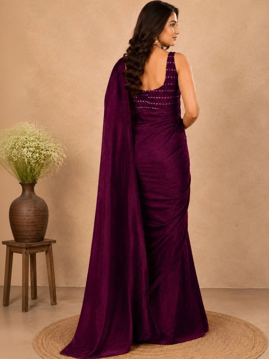 VRAGI Sequinned Saree thumbnail 6