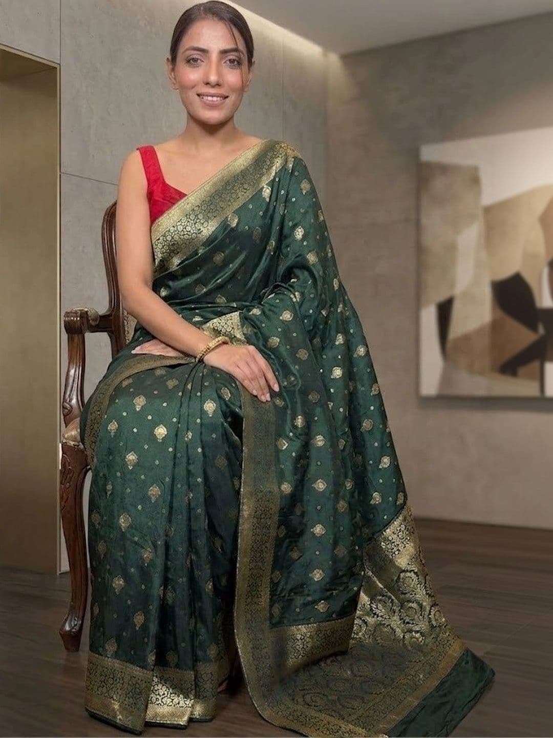 nejadhari tax Woven Design Zari Art Silk Banarasi Saree thumbnail 4