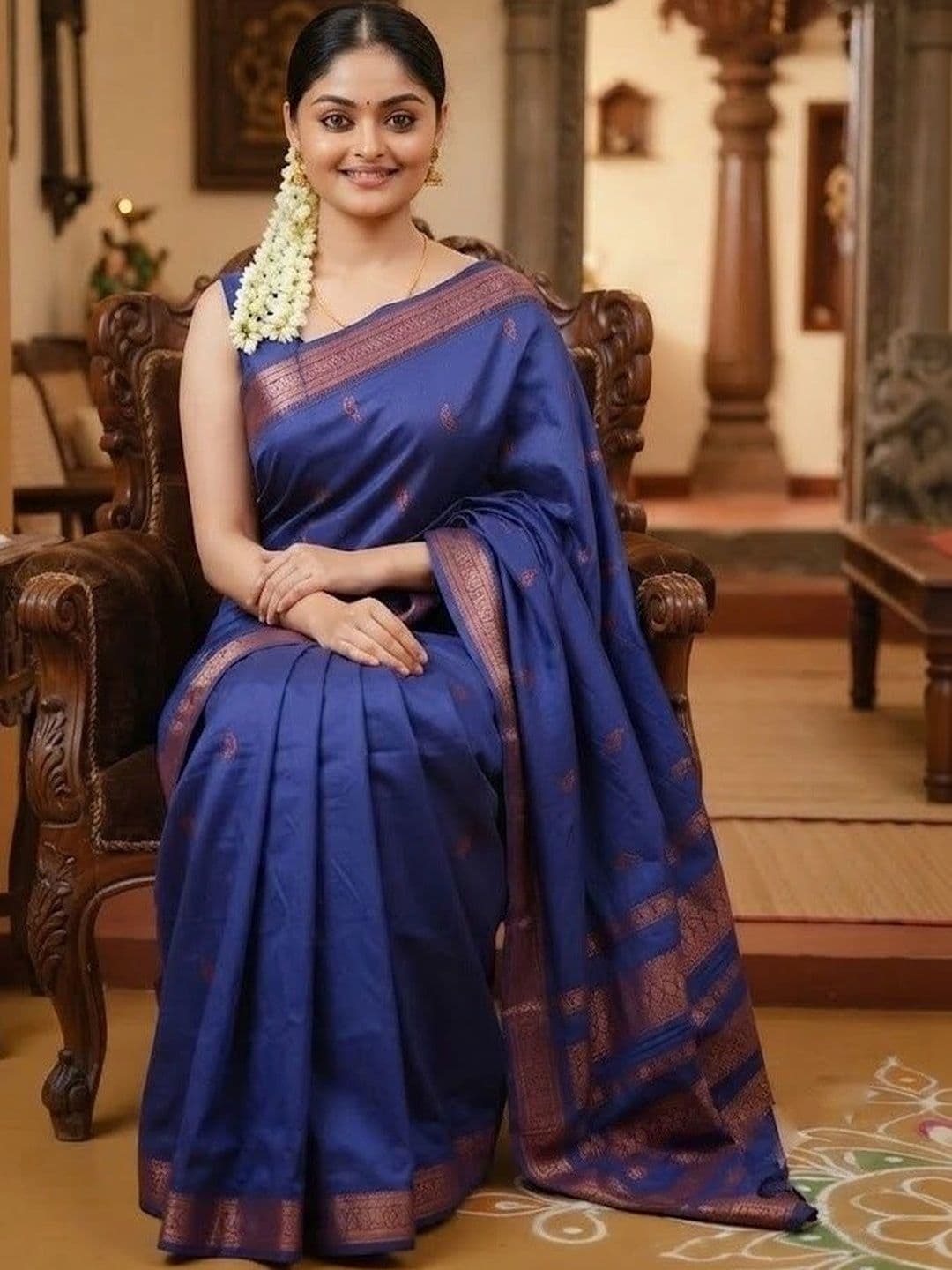 AAVEE Woven Design Zari Art Silk Banarasi Saree thumbnail 4