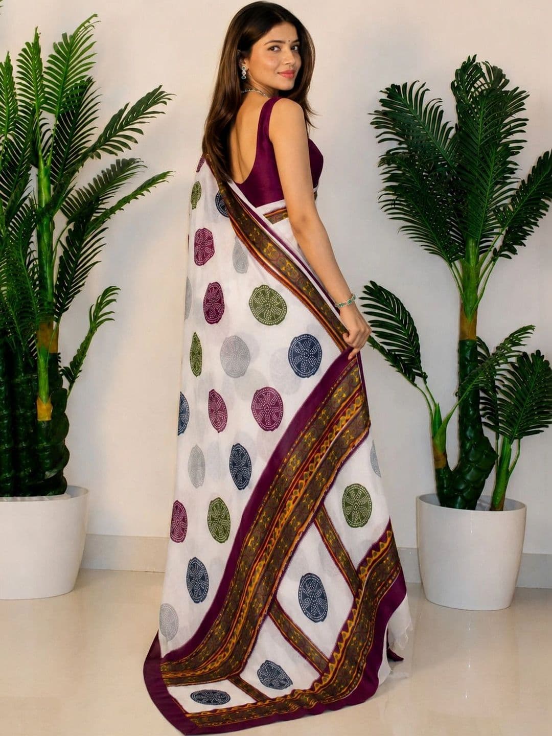 GHAN SALS Polka Dot Pure Georgette Saree thumbnail 4