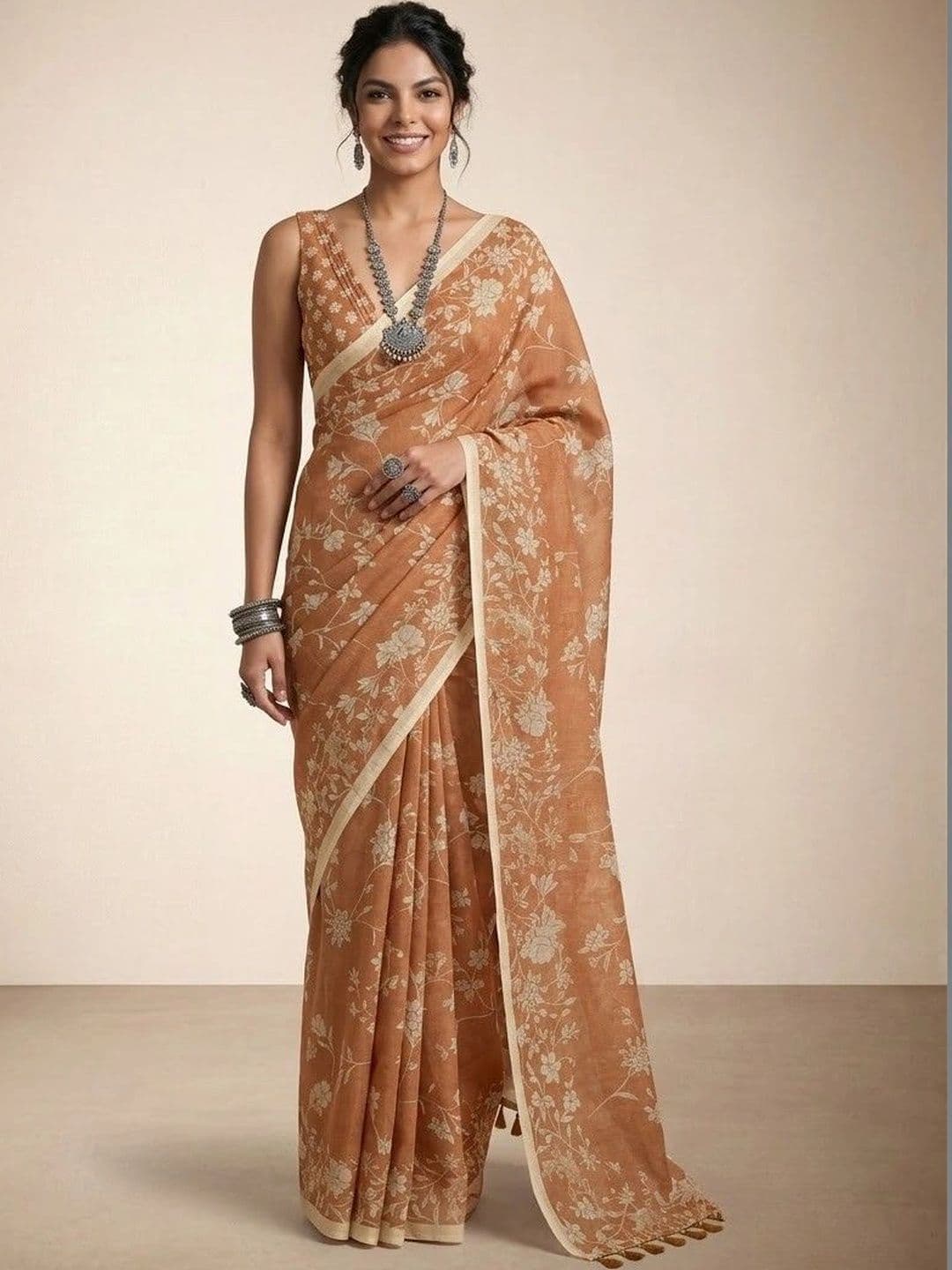 Anouk Floral Silk Blend Saree - view 1