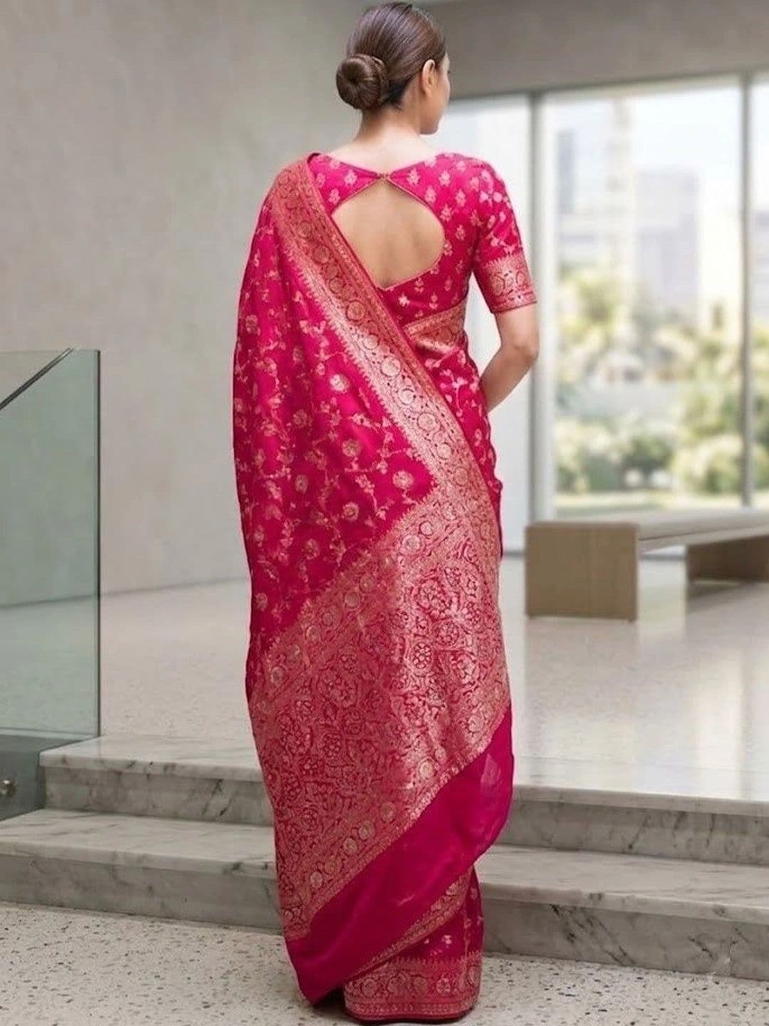 7Eleven Fashion Woven Design Zari Art Silk Banarasi Saree thumbnail 5