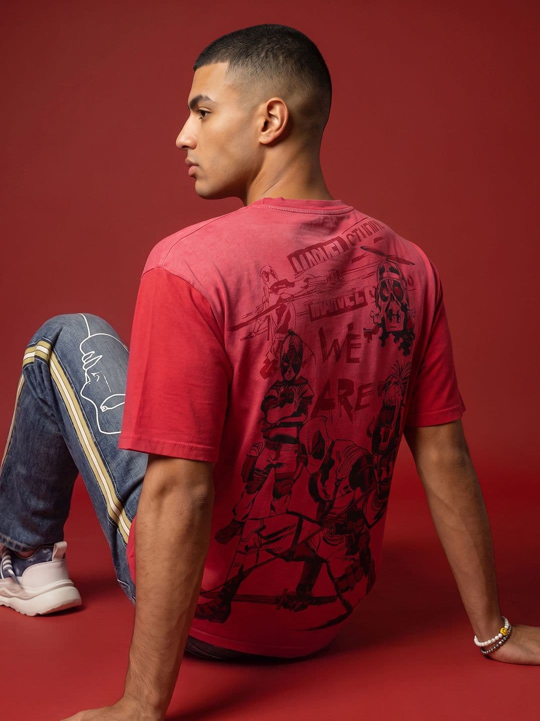 MARVEL STREET Oversized Deadpool Graphic Printed Pure Cotton T-shirt - view 1