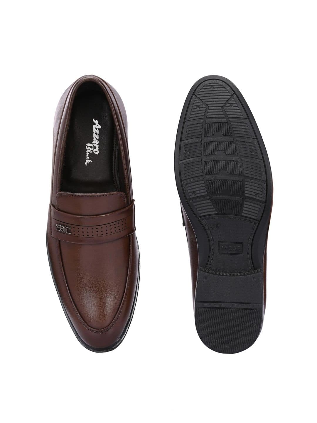 Azzaro Black Synthetic Leather Round Toe Slip-On Formal Loafers thumbnail 6