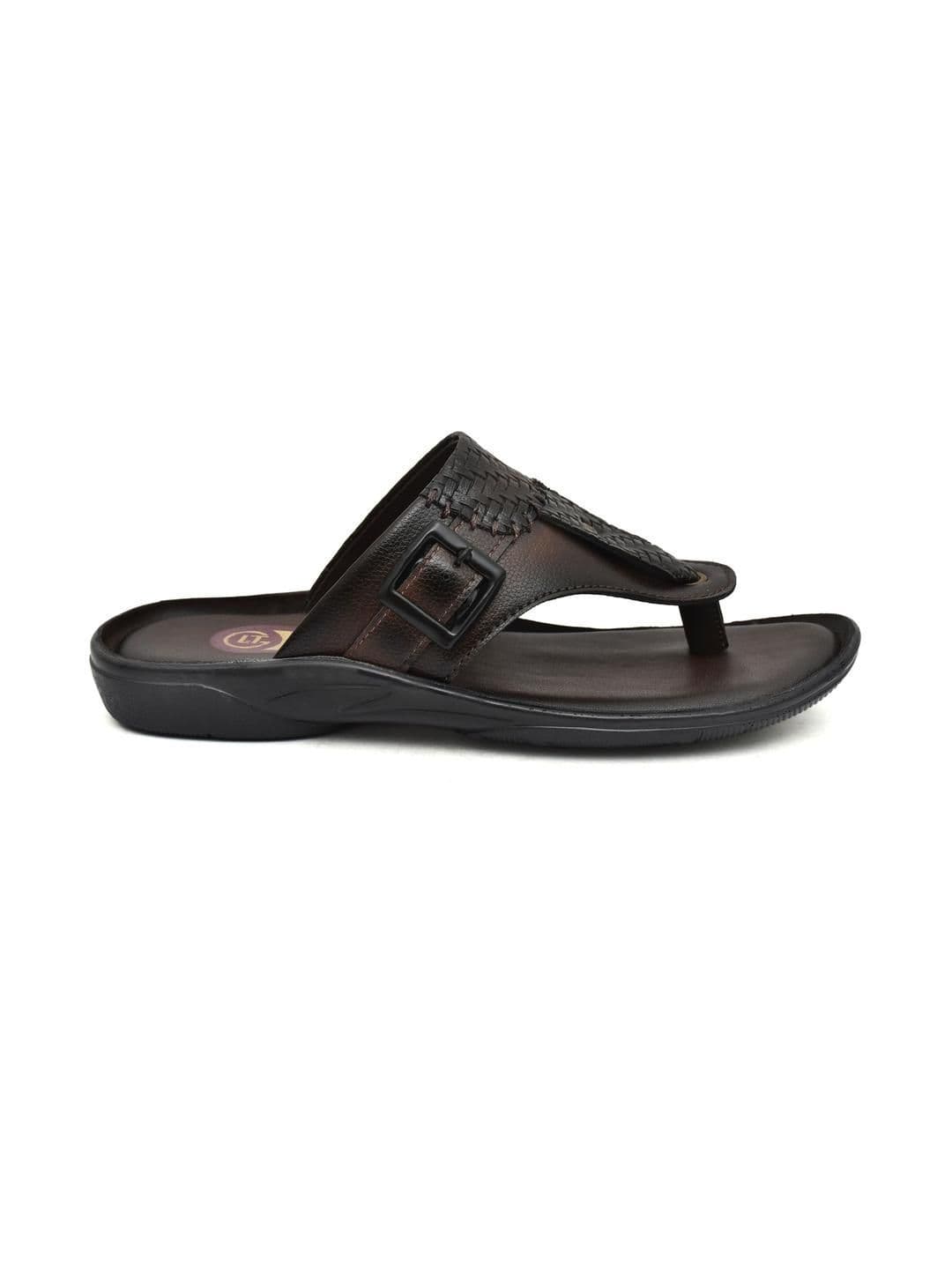 G L Trend Men's Brown Textured Comfort Thong Sandals with Adjustable Strap thumbnail 6