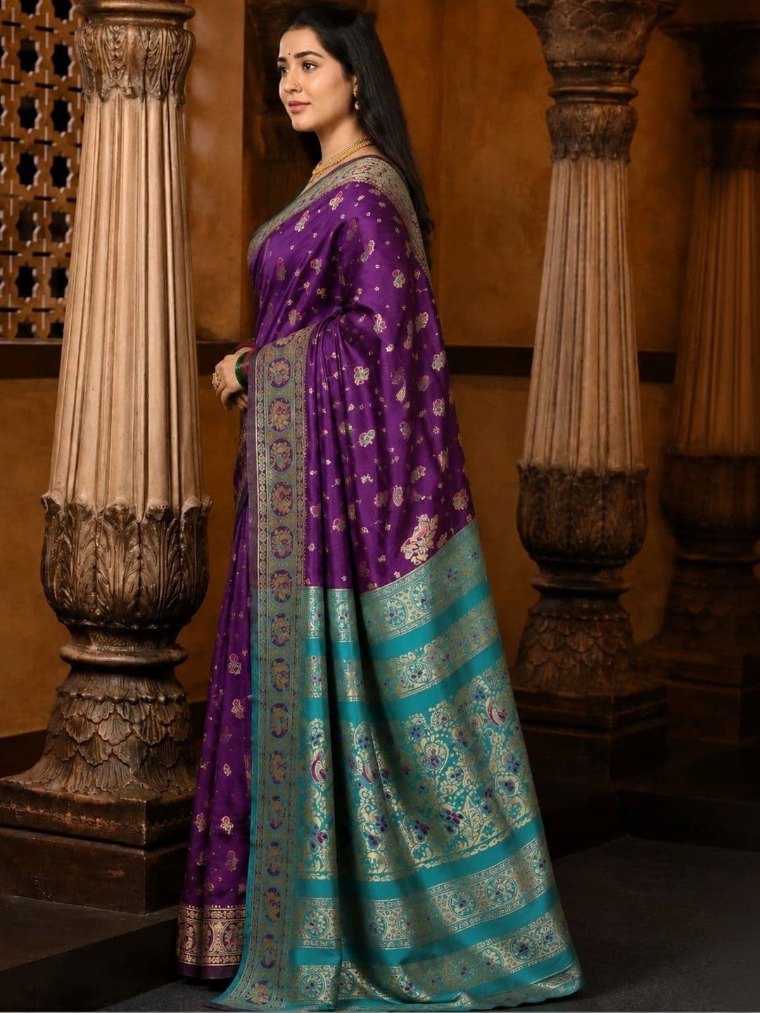 vastranagari Woven Design Zari Art Silk Designer Banarasi Saree thumbnail 3
