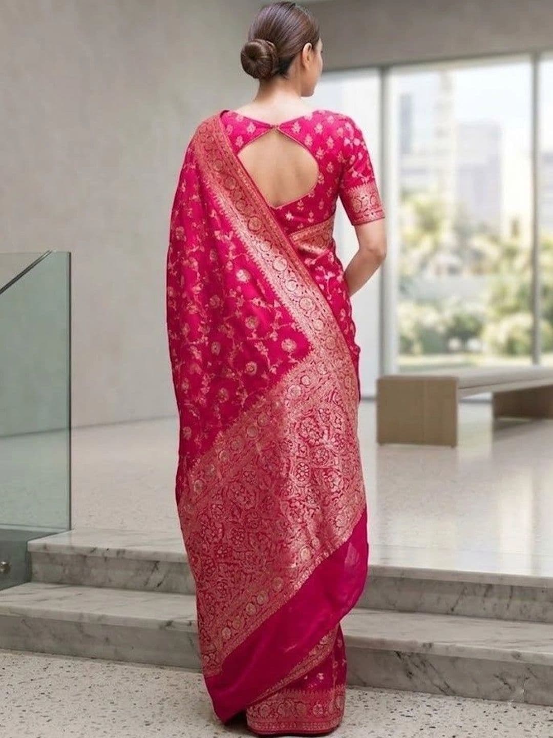GMK Fashions Woven Design Zari Art Silk Banarasi Saree thumbnail 2