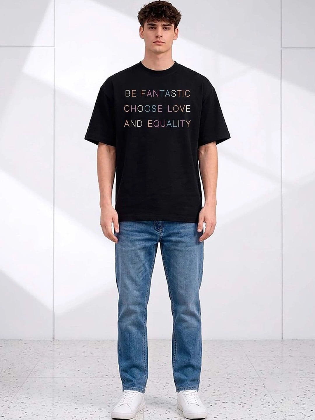 Mast & Harbour Men Typography Printed Drop-Shoulder Sleeves T-shirt thumbnail 3