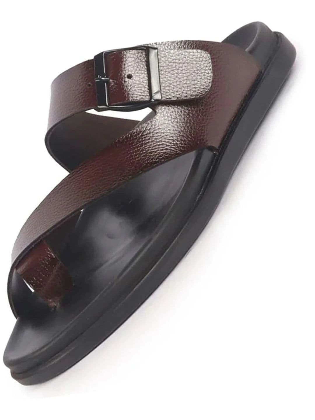 FAUSTO Men PU Comfort Brown  Toe Ring Kolhapuri Sandals - view 1