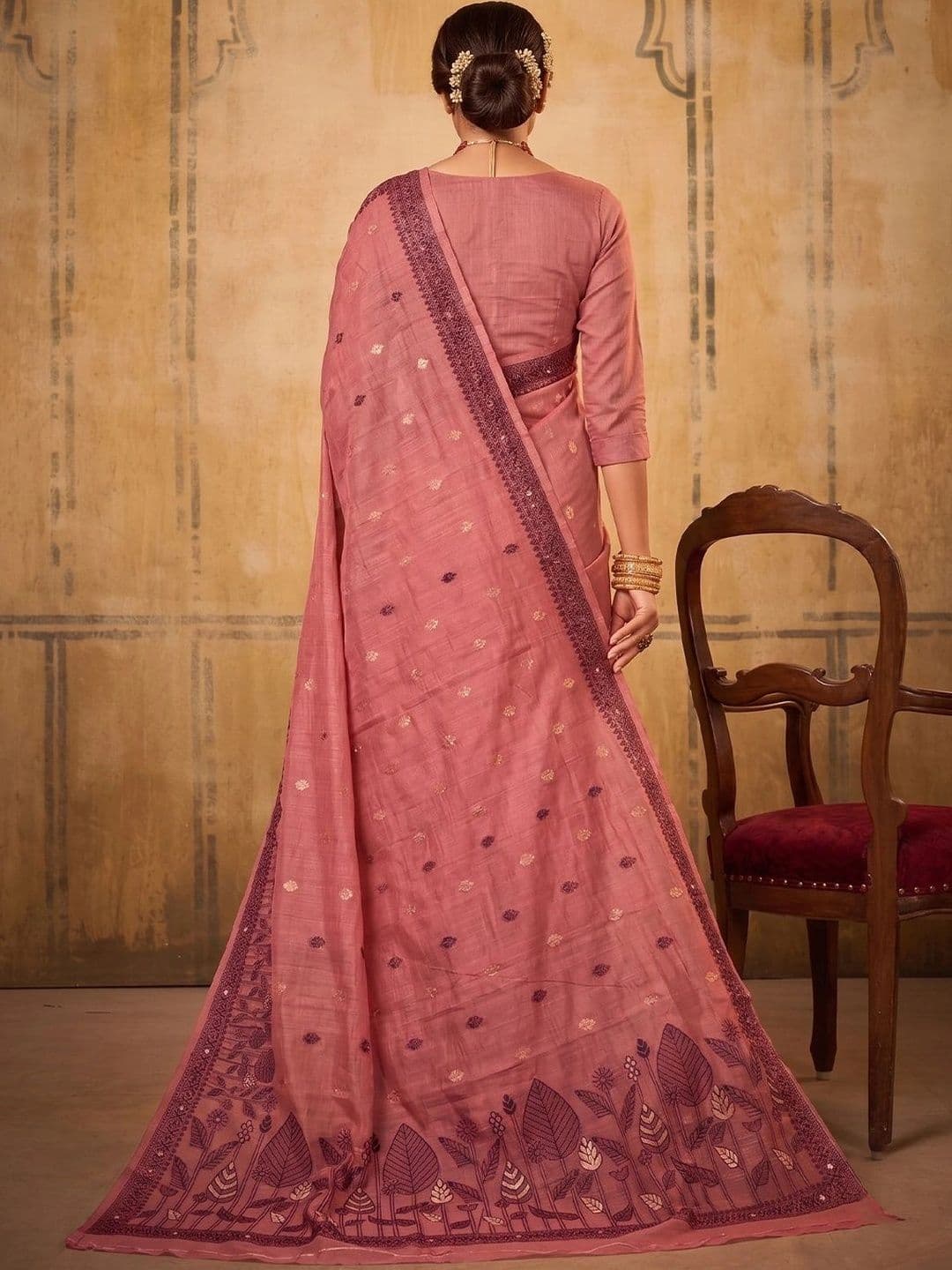 all about you Ethnic Motifs Embroidered Designer Saree thumbnail 5