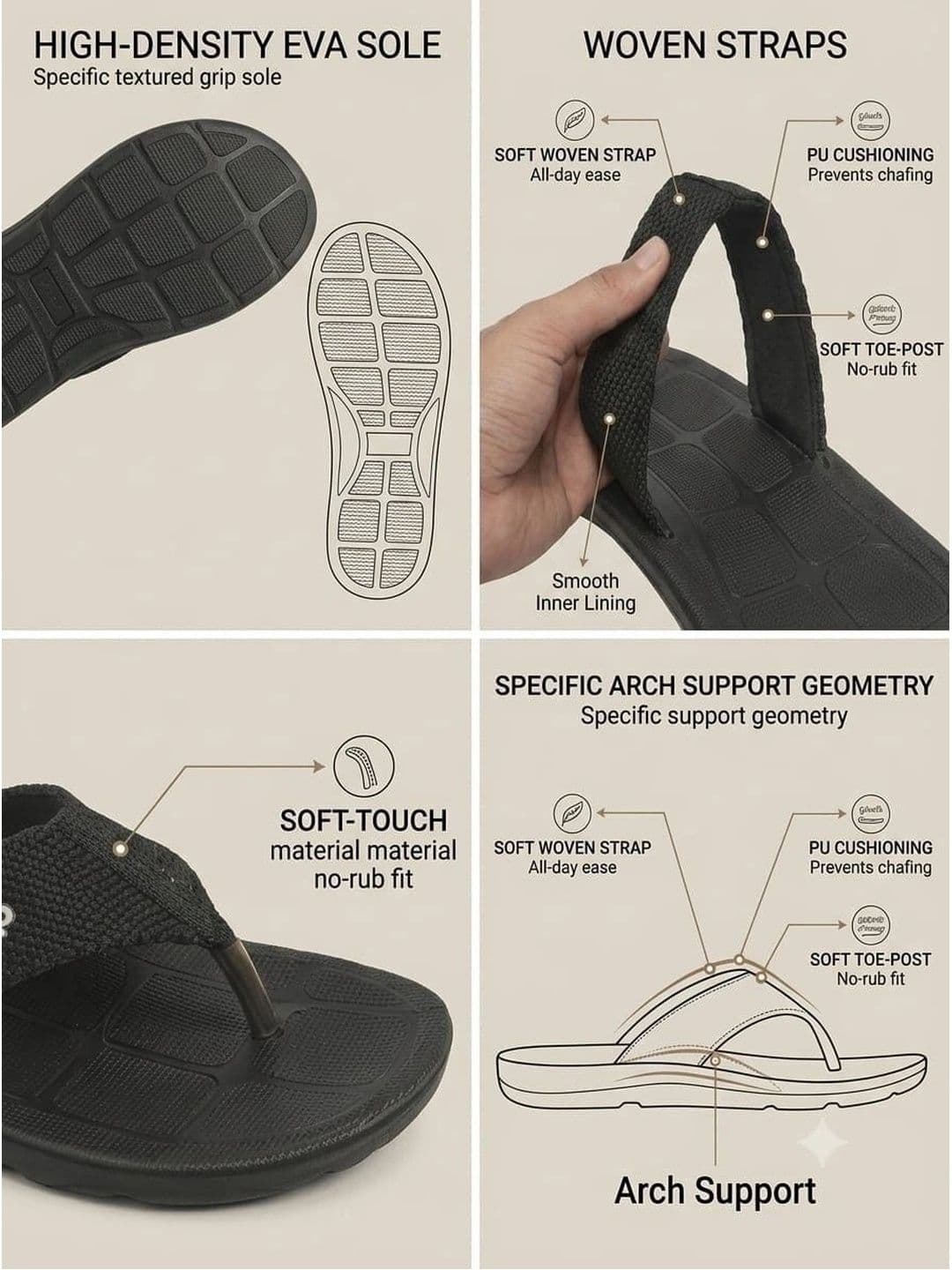 Trump Black PU Flip Flops thumbnail 4
