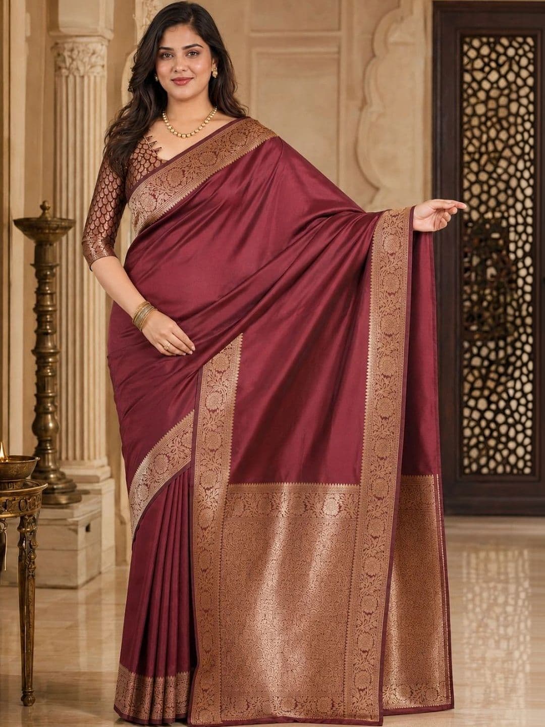 IKSHARA Woven Design Zari Art Silk Banarasi Saree thumbnail 2