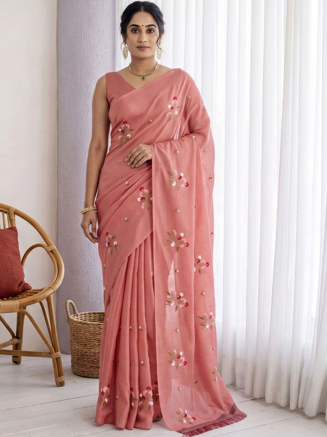 Anouk Floral Embroidered Designer Saree - view 1