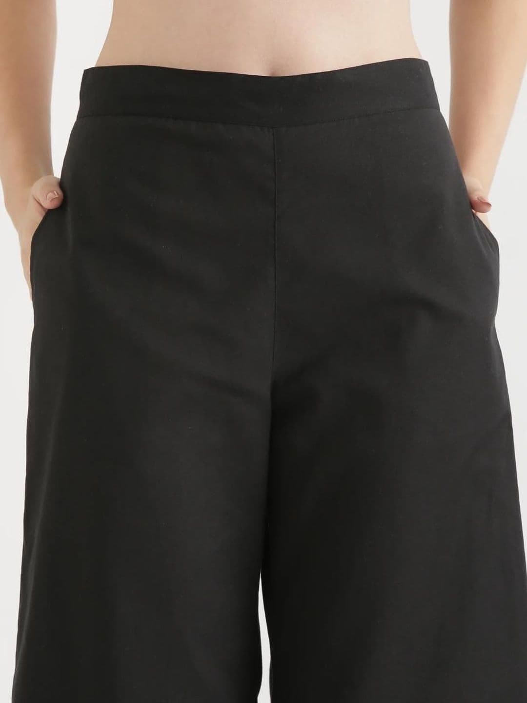AMIRAS INDIAN ETHNIC WEAR Women Mid-Rise Cotton Comfort Straight Fit Pocket Trousers thumbnail 5