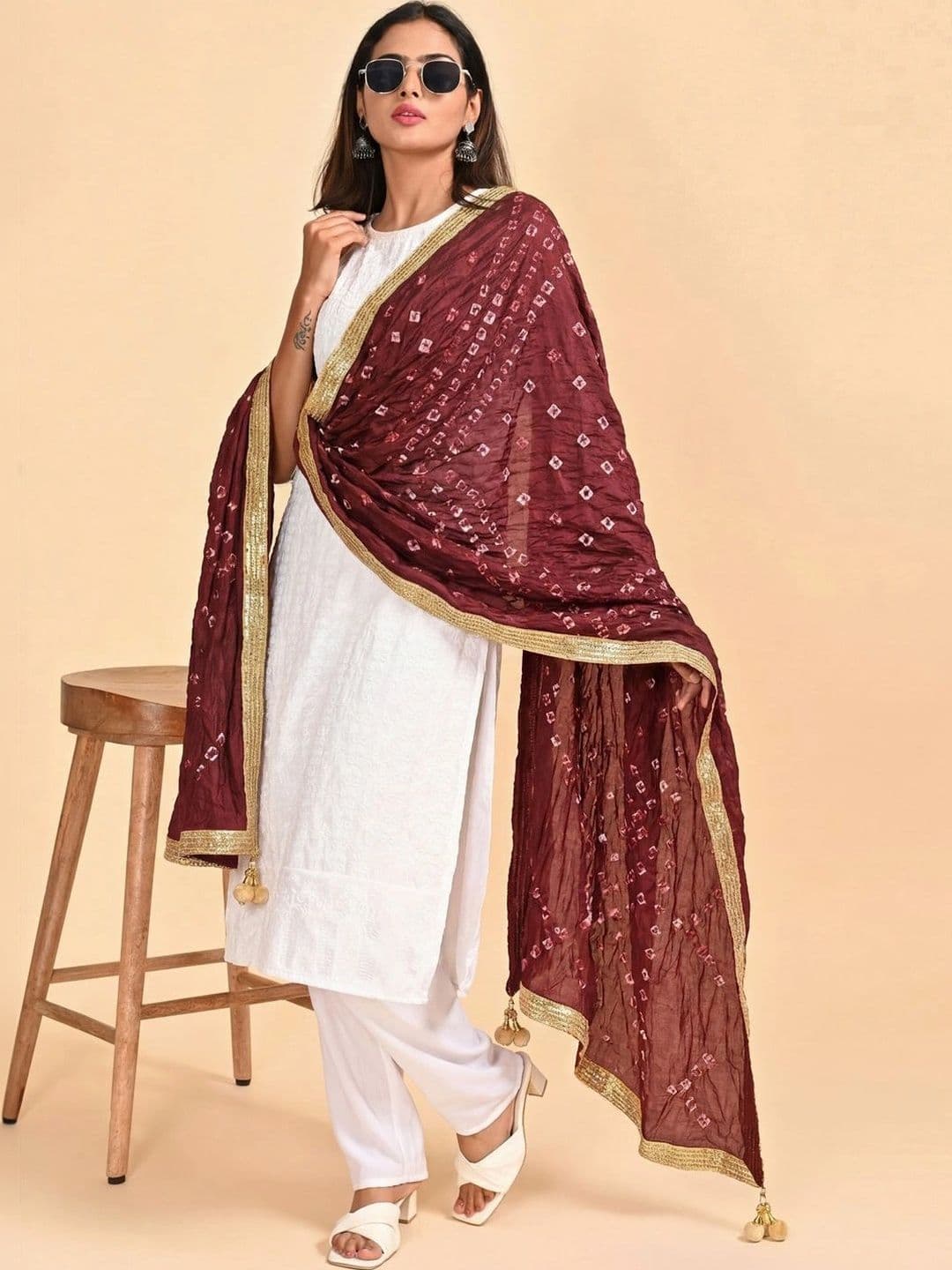 KALINI Dyed Bandhani Dupatta thumbnail 5
