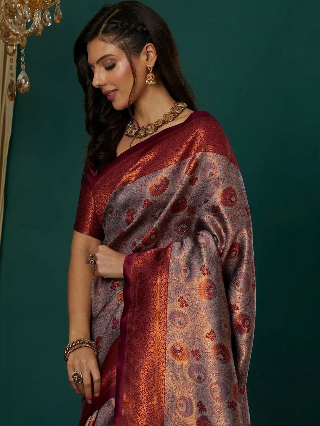 VS MALL Woven Design Zari Banarasi Saree thumbnail 5