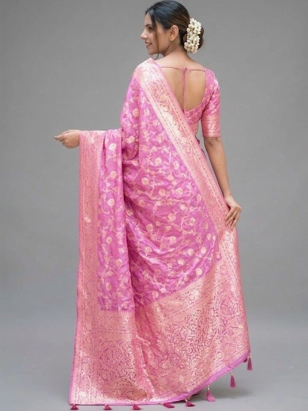 YASHASVI FASHION Woven Design Zari Art Silk Banarasi Saree thumbnail 2